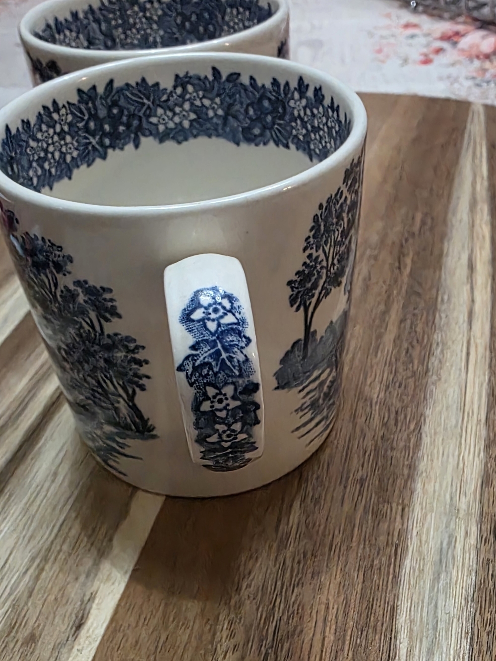Wedgwood Blue and White Toile Porcelain Mugs - Pair - Picture 5 of 11